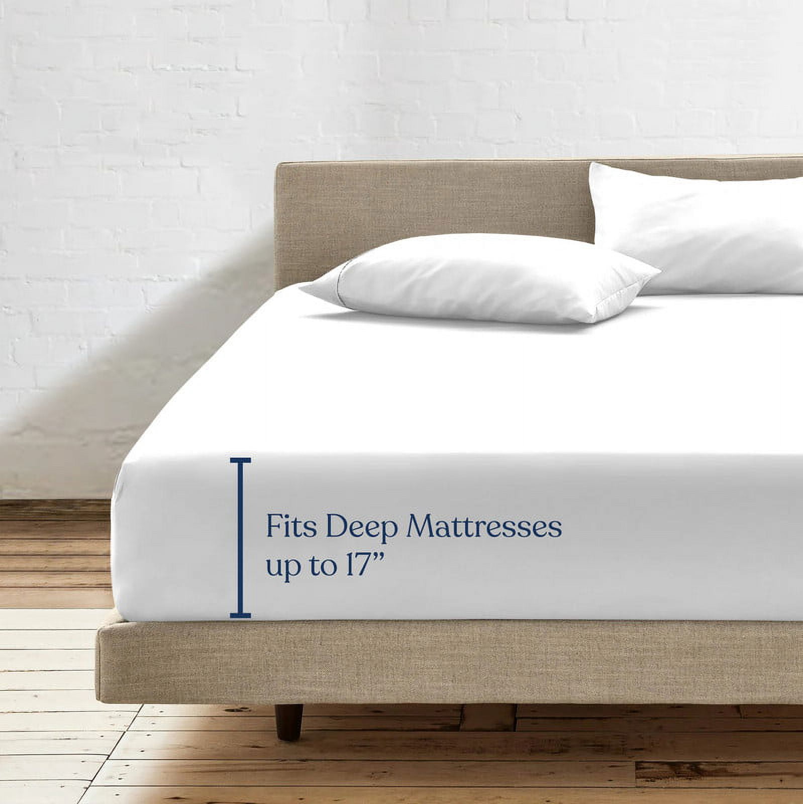 Delara King 3-Piece GOTS Organic Cotton Fitted Sheet Set, 400TC Long-Staple, Moisture-Wicking, Smooth & Breathable, Deep Pocket, White