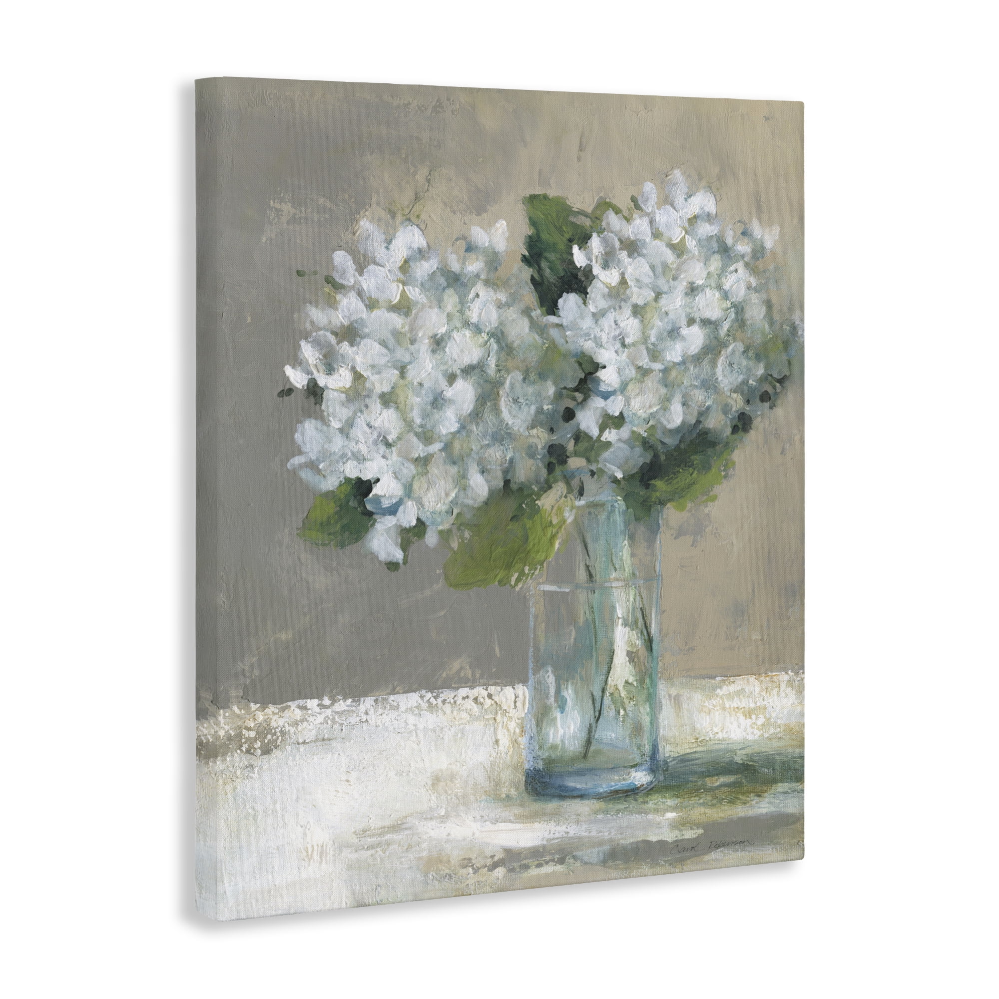Stupell Industries White Hydrangeas Glass Vase Canvas Wall Art, design by Carol Robinson