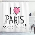 thumbnail image 1 of Ambesonne Eiffel Tower Shower Curtain, I Love Paris Wording, 69"Wx75"L, Pink Charcoal Grey, 1 of 3