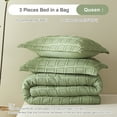 thumbnail image 6 of Davulos Queen Comforter Sets Sage Green,3 Pieces Boho Bed in a Bag Shabby Chic Checkered Pattern Complete Bedding Sets for All Seasons（1 Comforter,2 Pillow Shams）, 6 of 9