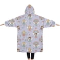 thumbnail image 2 of Oversized Wearable Blanket Hoodie,Light Purple Fairy Princess Pattern Sherpa Blanket Hoodie with Super Pockets,Super Warm Fuzzy Pullover for Women & Men, 2 of 6
