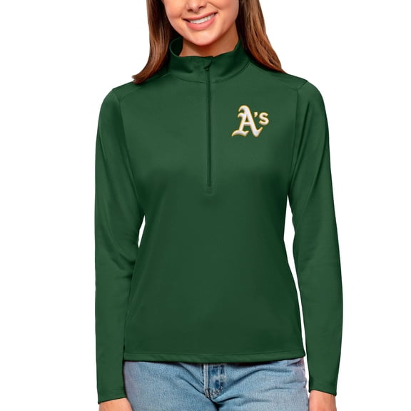 Women's Antigua Green Athletics Tribute Quarter-Zip Pullover Top