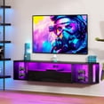 thumbnail image 6 of Soges 55" LED Floating TV Stand Entertainment Centre , LED Media Console TV Cabinet with 2 Headphone & 4 Gaming Handle Hooks, Wall Mounted TV Table with Cable Management, Black, 6 of 8
