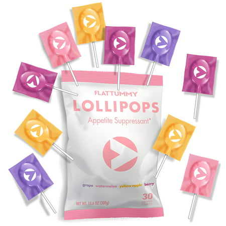 Flat Tummy Appetite Suppressant Lollipops | The Best All Natural Suckers, 4 Great Flavors + Apple, Grape, Watermelon & Berry + Suppress Cravings, The Perfect Low Calorie Diet (Best Foods For Flat Tummy)