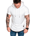 thumbnail image 1 of ITFABS Homme Sweat à Capuche Uni, Hauts de Fitness Extensibles à Manches Courtes, 1 of 1