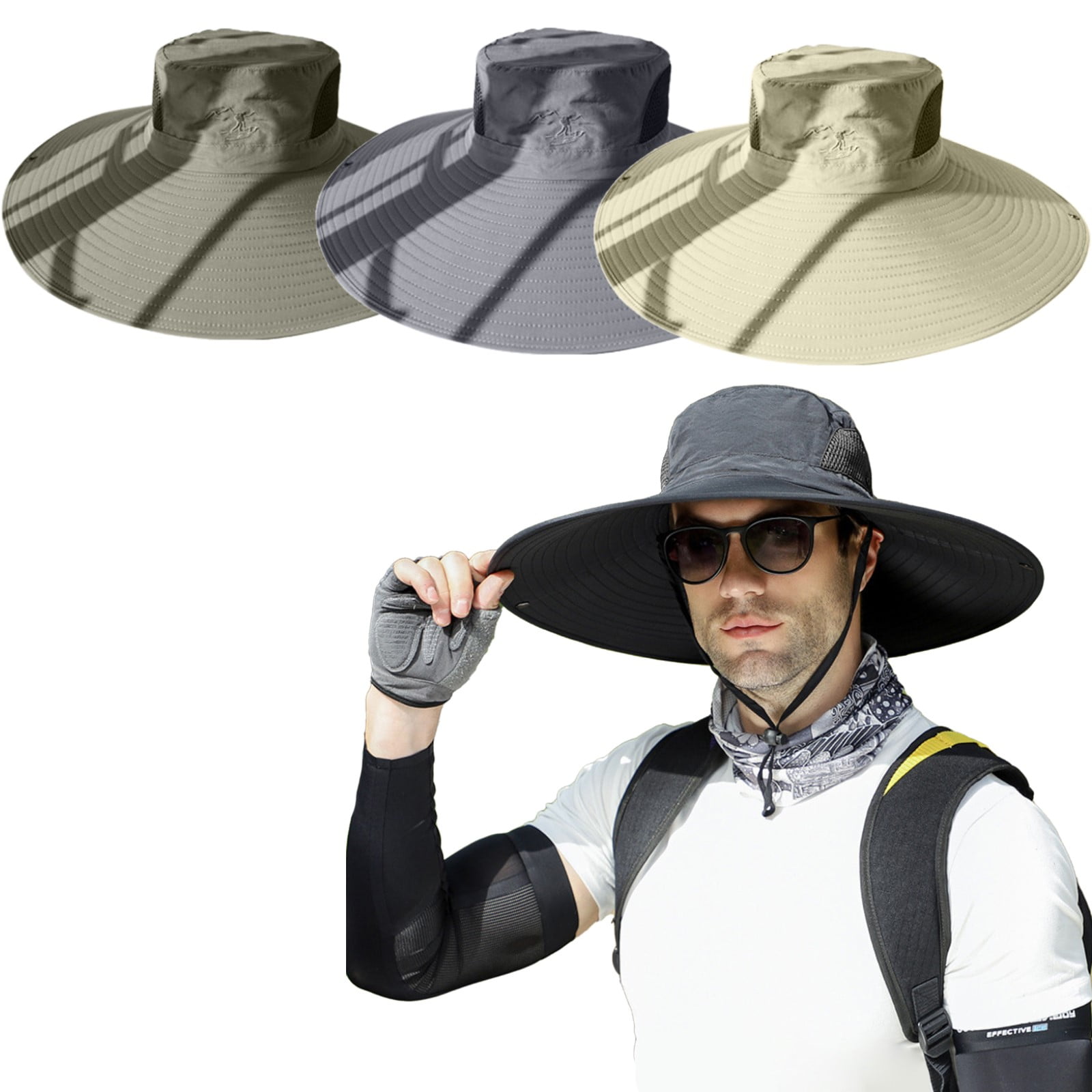 Bodychum Sun Hats for Men Super Wide Brim Breathable Mesh Bucket Hat ...