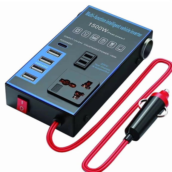1500W Car Power Inverter 12V 24V to 220V Mobile Phone USB Charging Truck Home Socket Auto Charger Converter Adapter