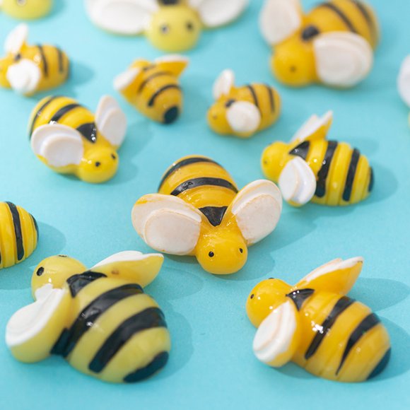 jojofuny 40Pcs Resin Bee Figurines Multi Color for DIY Party Decorations Wreath and Hair Clip Accessories