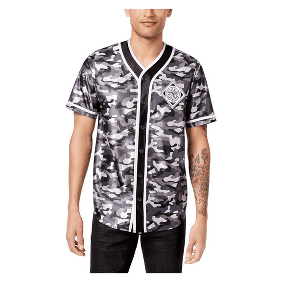 INC International Concepts Men's Printed Camo Baseball Jersey -  Deep Black, L