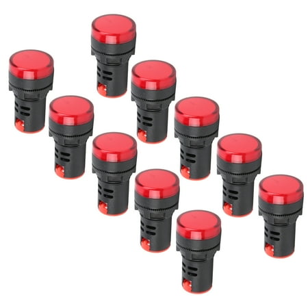 

Signal Lights Clear Indication LED Signal Lamp Wear- 10PCS High Brightness Red For Signal Indication For Instruments And Meters AC/DC12V AC/DC24V AC/DC110V AC220V