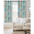 thumbnail image 2 of Teal Red Coastal Jellyfish Blackout Curtains 84 Inches Long, Summer Nautical Beach Coral Starfish Thermal Insulated Black Out Curtains, Darken Window Curtain for Bedroom Living Room 52"x84" 2 Panels, 2 of 9