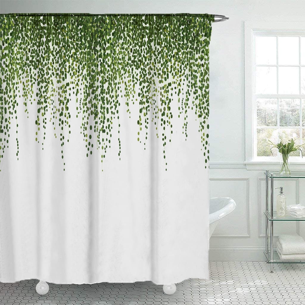 70 * 69 Inches Waterproof Washable Bathroom Curtain with12 Hooks Mildew Resistant Decorative Bath Curtain for Home Elloevn Tropical Green leaves Shower Curtains 