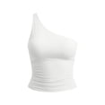 thumbnail image 7 of Axiiglly White Tube Tops for Women One Shoulder Backless Cropped Tops Fashion Y2K Sleeveless Slim Fit Bandeau Tops 2XL, 7 of 7