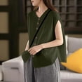 thumbnail image 5 of fheaev Linen Tank Top for Women Solid Color Button Crew Neck Sleeveless Loose Fit Casual Summer Blouse, 5 of 5