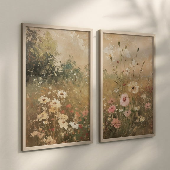 Luvia Set Of 2 Meadow Prints | Cottagecore Wall Art, Rustic Farmhouse Decor, Nature Home Decor, Floral, Vintage Flowers Aesthetic, Modern Wall Decor Set 2 Prints 8x12 UNFRAMED
