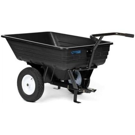Titan Attachments 650 LB (10 Cu. Ft.) Economy Tow-Behind Poly Dump Cart for Lawn