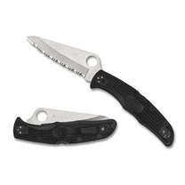 Spyderco Knives Spyderco Pacific Salt 2 Folding Knife Black FRN 3.78in Satin Serrated Blade SPC91SBK2
