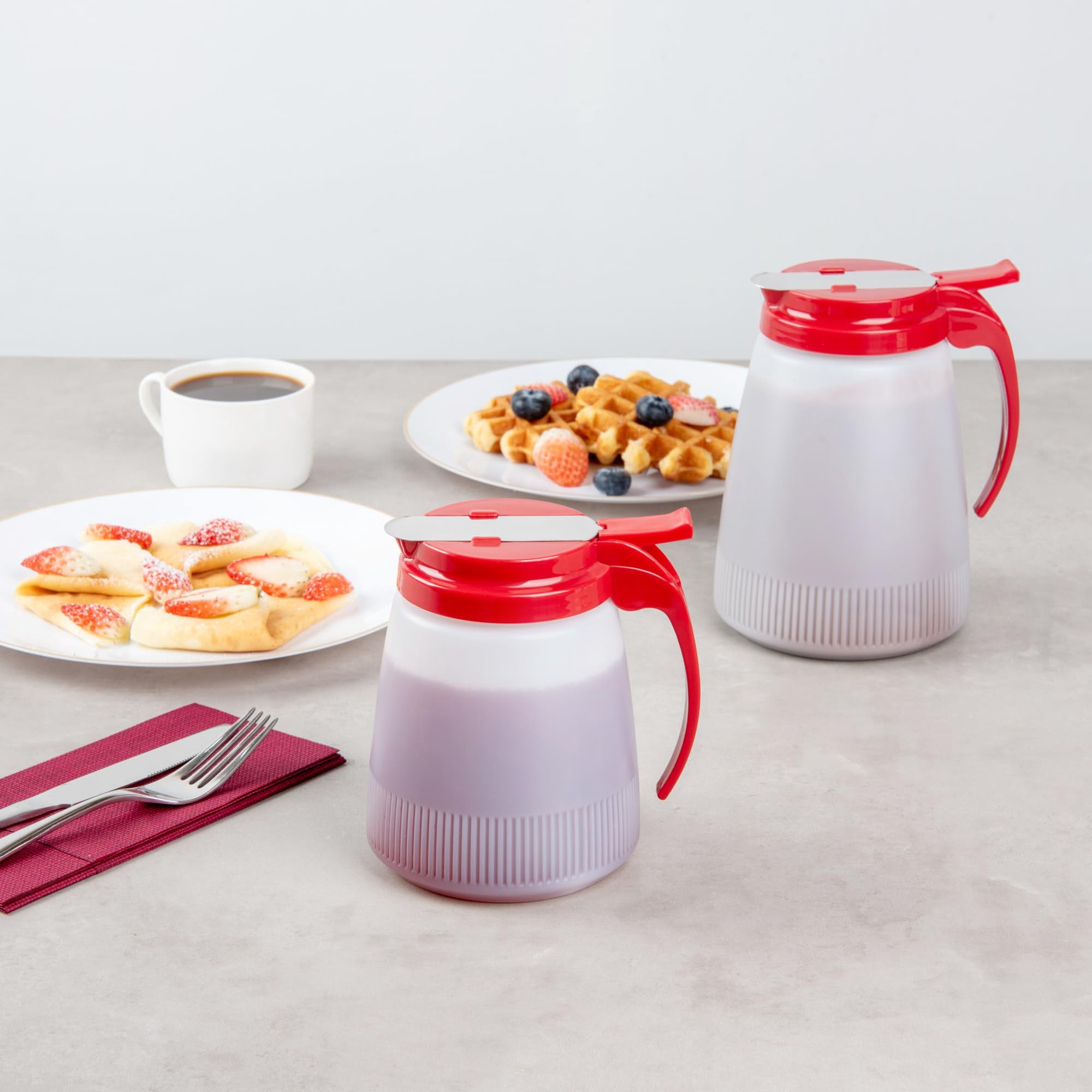-chef 101 32 Ounce All Purpose Syrup Dispenser  1 Honey - Red Top Stainless Steel Slide Cover Plastic Pancake Bottle For Diners Restaurants Home