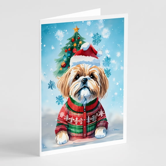 Lhasa Apso Christmas Greeting Cards Pack of 8 7 in x 5 in