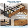 thumbnail image 5 of Triple Bunk Beds Twin Over Twin Size with LED Lights, L-Shaped Metal Bunk Bed Frame with 9 Storage Drawers, Open Shelves, Safety Guardrail and Ladder for 3 Teens Adults, Black, 5 of 9