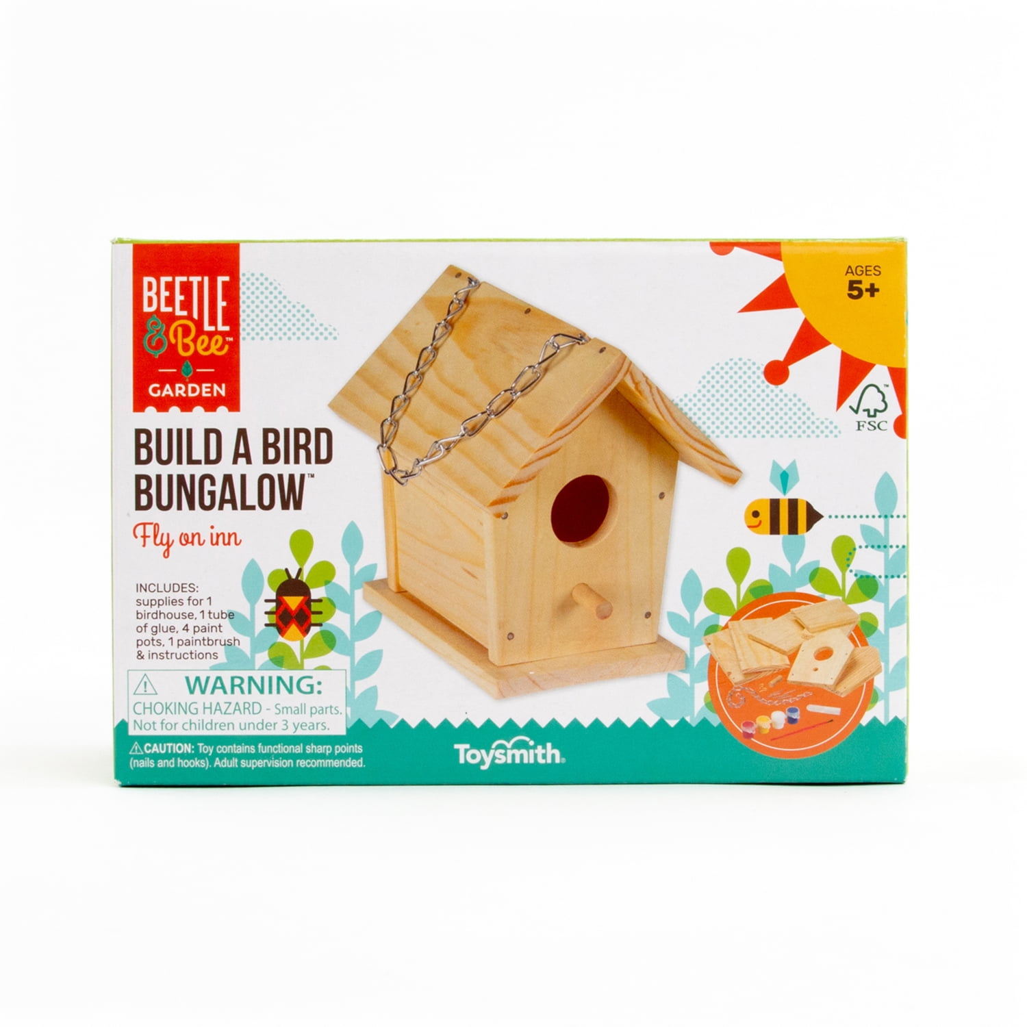 Toysmith Build A Bird House Bungalow Craft Kit (10 Pieces)
