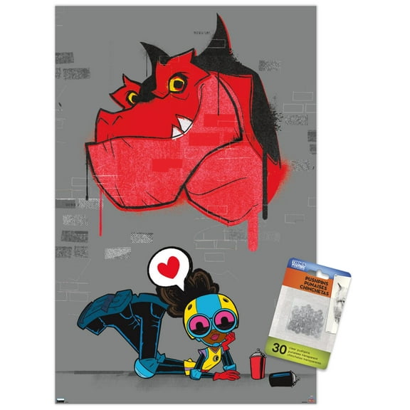 Marvel's Moon Girl & Devil Dinosaur - Wall Art Wall Poster with Push Pins, 14.725" x 22.375"