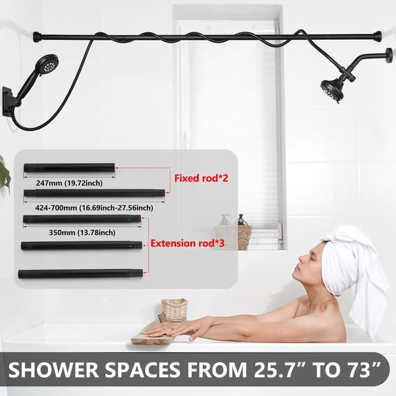 Double Shower Head Dual for Couples High Pressure and Adjustable Tandem Shower Head System for 2 People Matte Black