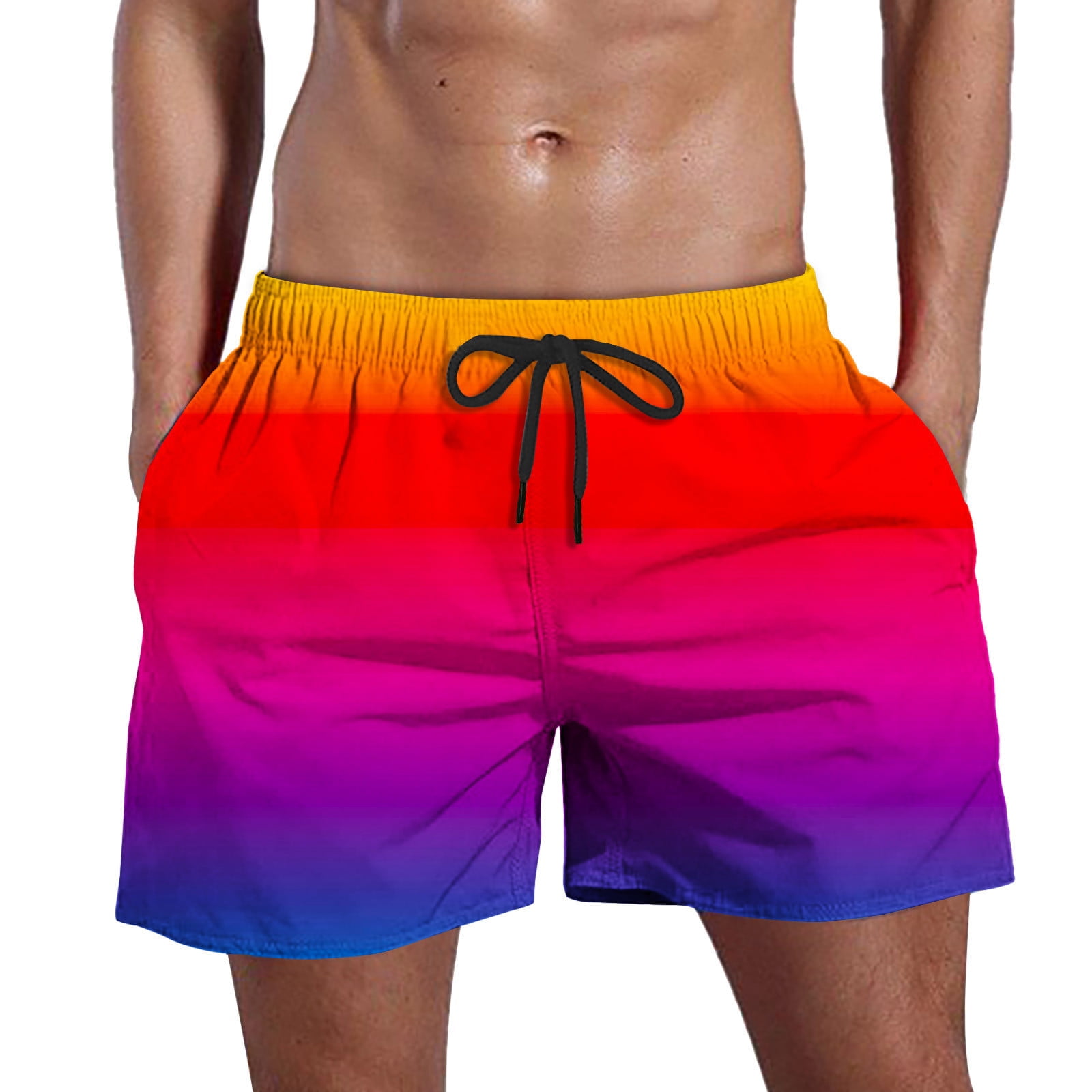 Swim trunks for men Men's Gradient Swim Shorts Summer Quick Dry Pocket ...