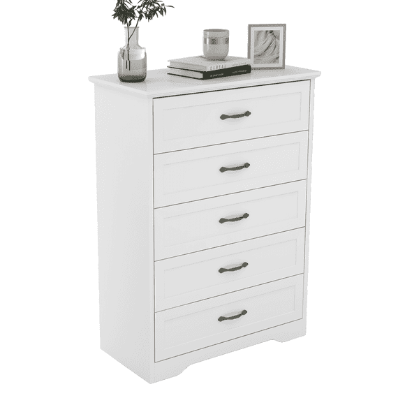 Sturdy 5-cajón blanca almacenamiento gabinete in mdf para dormitorio, closet, o oficina organization