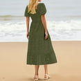 thumbnail image 4 of Weiqiqre Maxi Dresses for Seniors Summer Puff Short Sleeve Maxi Dress Square Neck Smocked Tiered Ruffle A Line Long Flowy Beach Dresses, 4 of 5