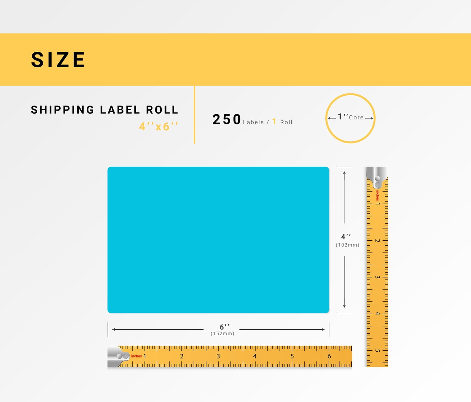 HOUSELABELS 4" x 6" Blue Shipping Labels on 1" Core Compatible With Zebra and Rollo Printers, 11 Rolls / 250 Labels per Roll