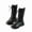 Black, variant on Girls Combat Boots, Lace-Up Mid-Calf Riding Boots with Side Zipper and Lug Sole, Little/Big Kids