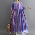 thumbnail image 3 of Vestido suelto de mujer Bolsillos con estampado floral vintage Media manga de gran tamaño Boho CACAGOO  Vestido de mujer, 3 of 7