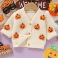 thumbnail image 2 of Girls Knitted Cardigan Jacket Pumpkin 3D Design Long Sleeve Front Open Coat Autumn Winter Warm Baby Toddler Outerwear, 2 of 6