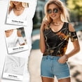 thumbnail image 5 of POLERO Hunting Camo Flame Print Womens Cold Shoulder T-Shirt Short Sleeve Tshirts V Neck Summer Tee Tops Sexy Casual for Travel Dating Soft Lightweight S, 5 of 8