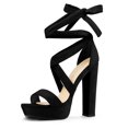 thumbnail image 1 of Sandalias De Tacones De Plataforma con Cordones para Mujer Negro 38, 1 of 7