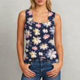 thumbnail image 2 of WEIWEN Summer Tank Tops for Women Pleated Floral Printed Square Neck Sleeveless Shirts Casual Loose Fit Trendy Camisole Vest Dark Purple, S, 2 of 5