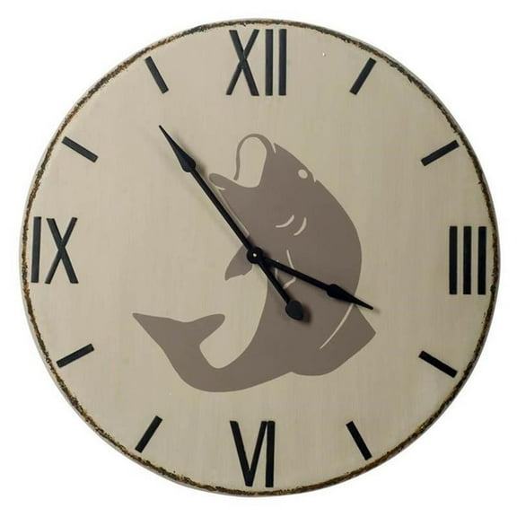 Mercana Langara 38.5" Round Off White Metal Oversize Lakeside Wall Clock