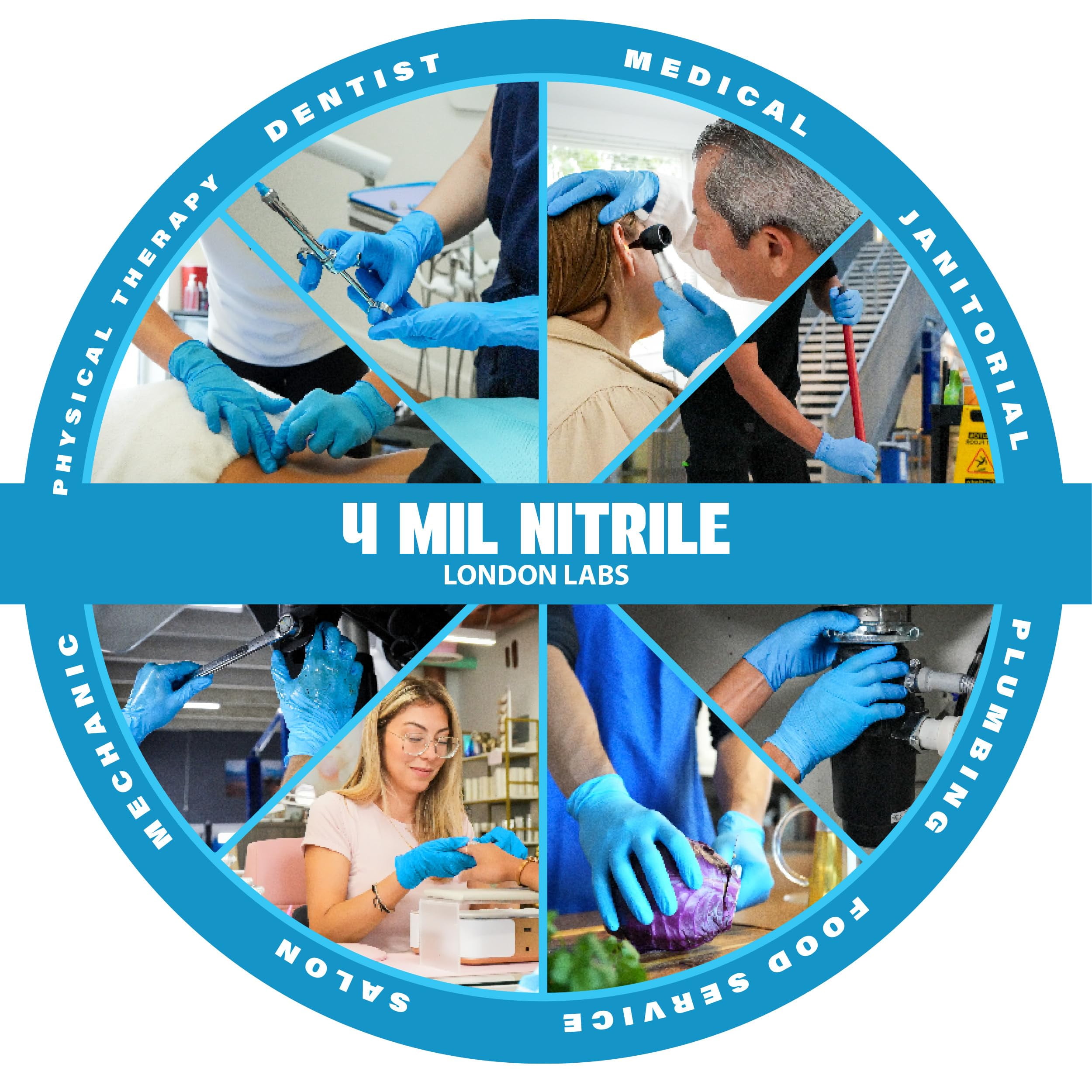 London Labs 4 Mil Disposable Nitrile Exam Gloves, Latex Free & Powder Free Gloves for Medical, food safe, EMT, Cleaning, Cooking - 1000ct large Synsafe blue gloves