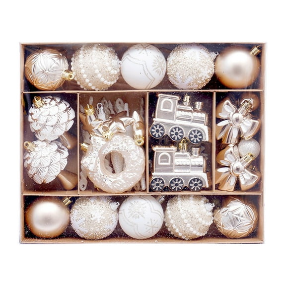 Christmas Decorations with Painted Christmas Balls Set - 45 Pieces Christmas Tree Pendants, Including Gingerbread Designs for Holiday Home Decor and Christmas Gifts-