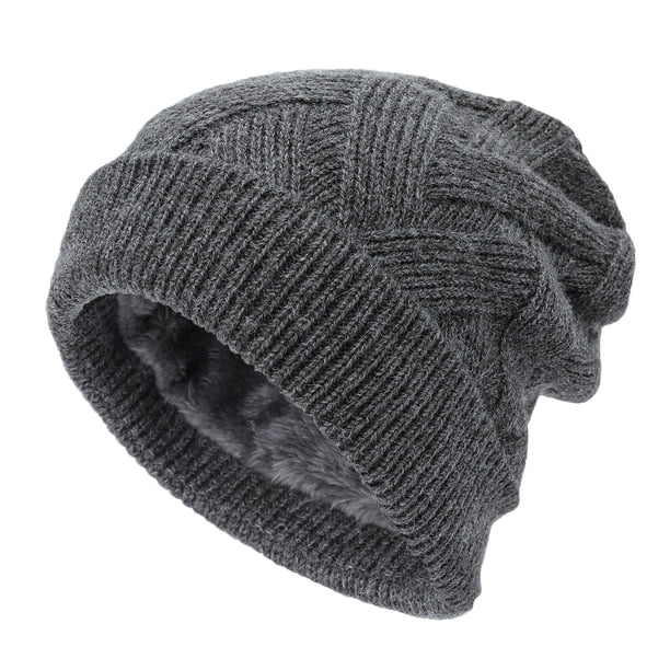 Gorros de invierno cálidos con forro polar para hombre y mujer, gorros unisex de punto con puños.