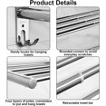 thumbnail image 3 of Toallero de pared con ganchos, resistente, extragrande, doble barra para toallas, diseño moderno de acero inoxidable 304, acabado cromado para baño, cocina, lavadero (16,9"-30,7"), 3 of 5
