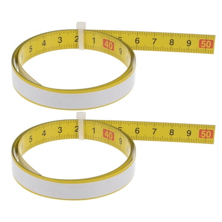 

2 Packs Self Adhesive Tape Measure 100cm Middle to Both Sides Sticky Steel Ruler Tape for Workbench Yellow
