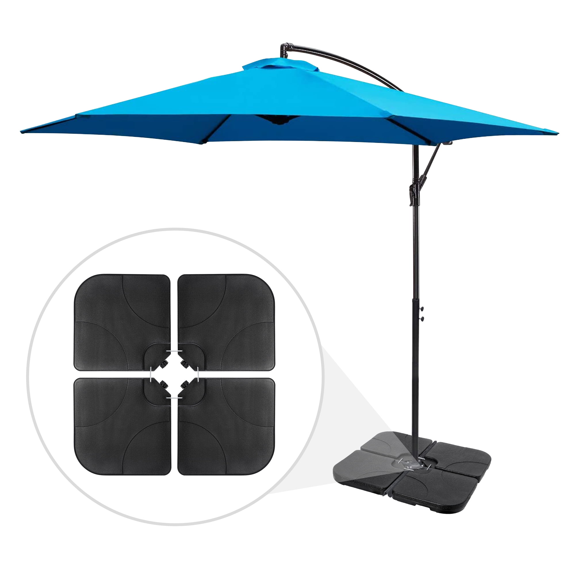 ZENY Four-Plates Umbrella Stand Base Refillable Reservoir Max 30lbs, Black