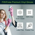 thumbnail image 5 of Fifth Pulse Vinyl Gloves, Multifunction Medical Grade Exam, Kitchen Gloves, All-Purpose Industrial Disposable Gloves Latex Free, Powder Free - Pink - Box of 100 Gloves (Small), 5 of 6