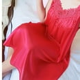 thumbnail image 6 of QUINDOS Pajamas for Women Embroidery Long Nightgowns for Women Knee Length Pleated Sleep Dress Casual Lace Sling Sleepwear Night Dress, 6 of 9