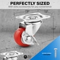 thumbnail image 3 of 1 Inch Heavy Duty Casters Set of 2, Lockable Plate Caster Wheels with Brakes Scratch Resistant & 360 Degree Rotatable, 200 lbs Load Capacity - Ideal for Any Floor (1 x Swivel & 1 x Brakes), 3 of 8