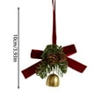 thumbnail image 3 of 4pcs Christmas Bows with Bells Velvet Ribbon Decorations,with Pinecone Pine Needle and Leaf for Xmas Tree Wreath Door Decor, Festive Gold Ironwork Hanging Ornaments for Home Wedding Indoor Party, 3 of 6
