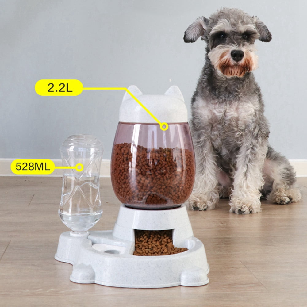 Automatic Cat Feeder, Cat Food Feeding Water Dispenser Set, Lovely Dog Cat Bowl with Water Bottle, Water Dispenser Food Dish Bowls for Small Animal