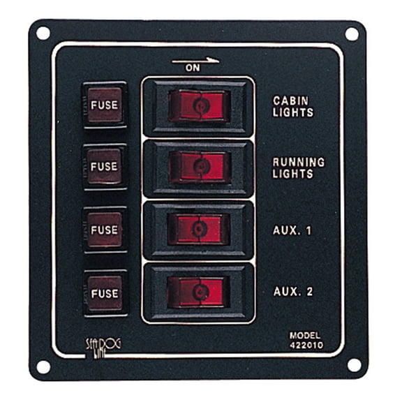 Sea Dog Aluminum Vertical Rocker Switch Panel, 4 Switch
